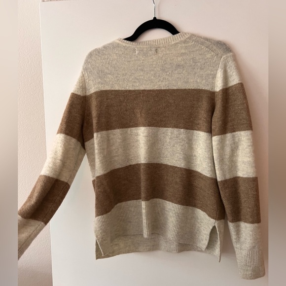 Brown and tan striped Marino wool sweater - Picture 2 of 3